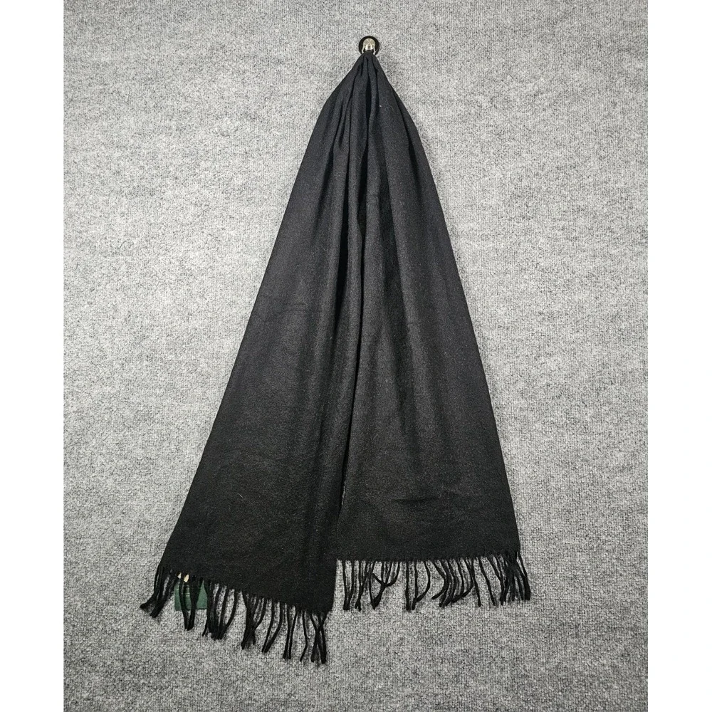 J. CREW Cashmere-Blend Black Scarf H2195 NWT Fringe